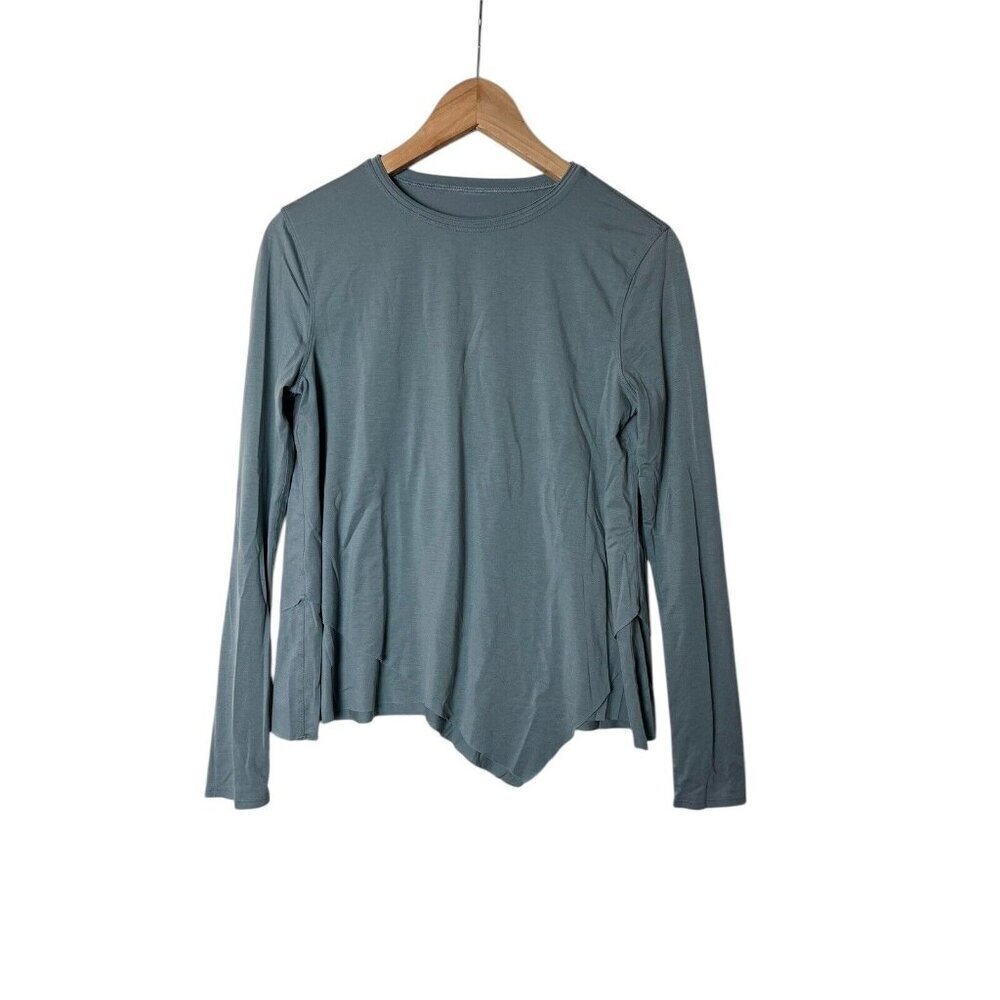 Lululemon Sweetest Day Asymmetrical Top Long Sleeve Cotton Stormy Blue 2 1434